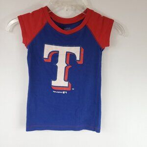 Genuine Merchandise Girls Blue Red Short Slv Texas Rangers Tee Sz XS 5